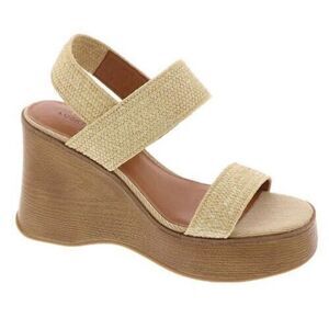 LUCKY BRAND Tan Raffia Platform Wedge Sandal Slingback Delukah Cream Size 10 New